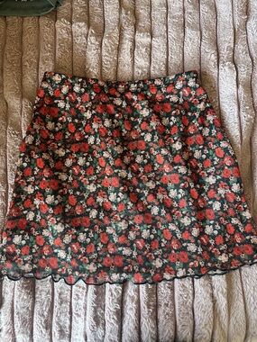Red floral skirt